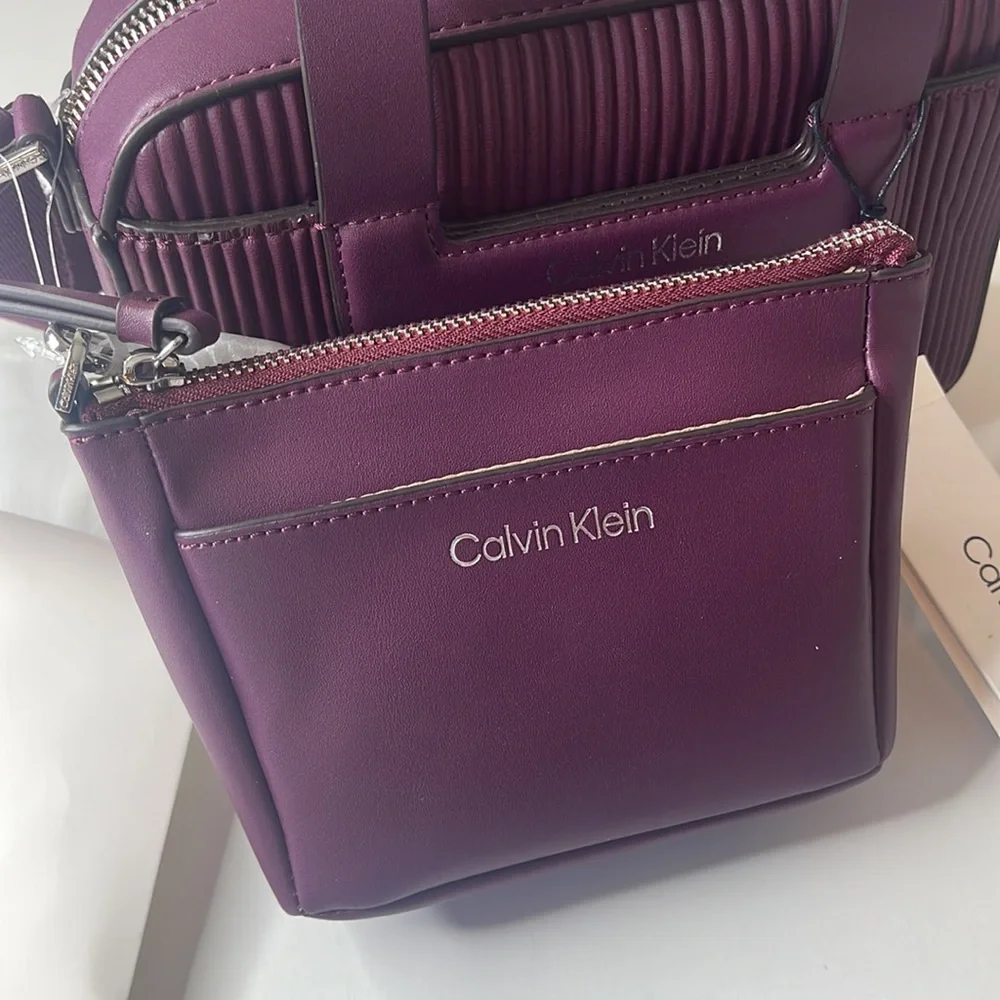 Calvin Klein Bette 2 in 1 Crossbody with Pouch Wristlet Eggplant